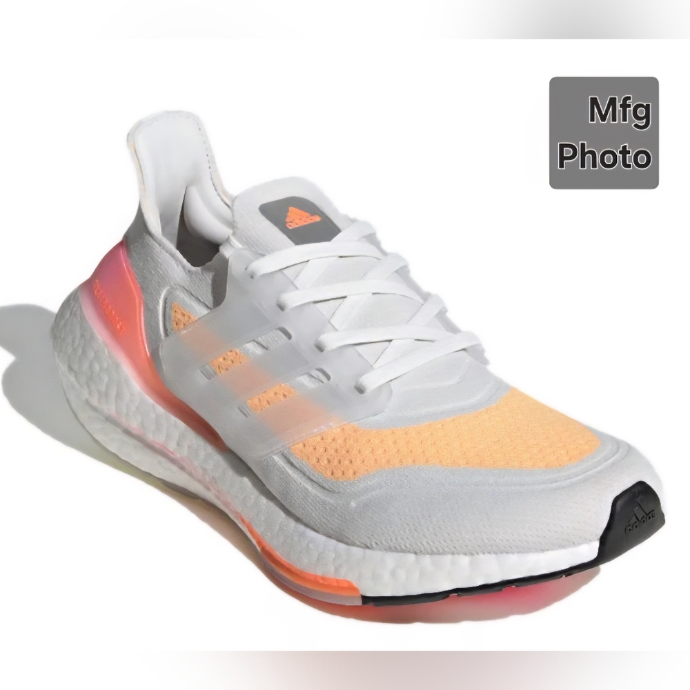 Adidas UltraBoost 21 'White Acid Orange', Womens 8